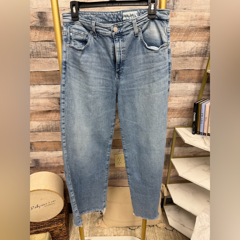 AG Faded Light Blue Wide-Leg Jeans